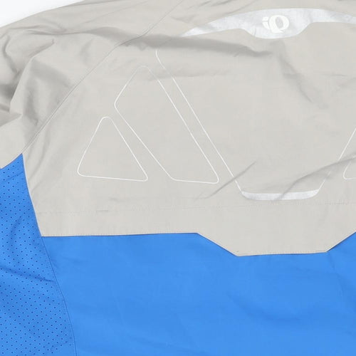 Pearl Izumi Mens Blue Geometric Jacket Size XL Zip - Logo Colourblock Reflective Detail