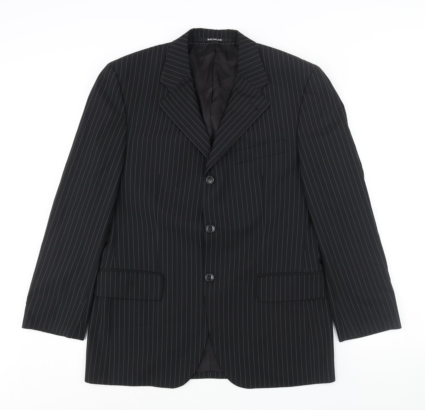 Baumler Mens Black Striped Wool Jacket Suit Jacket Size 40 Regular