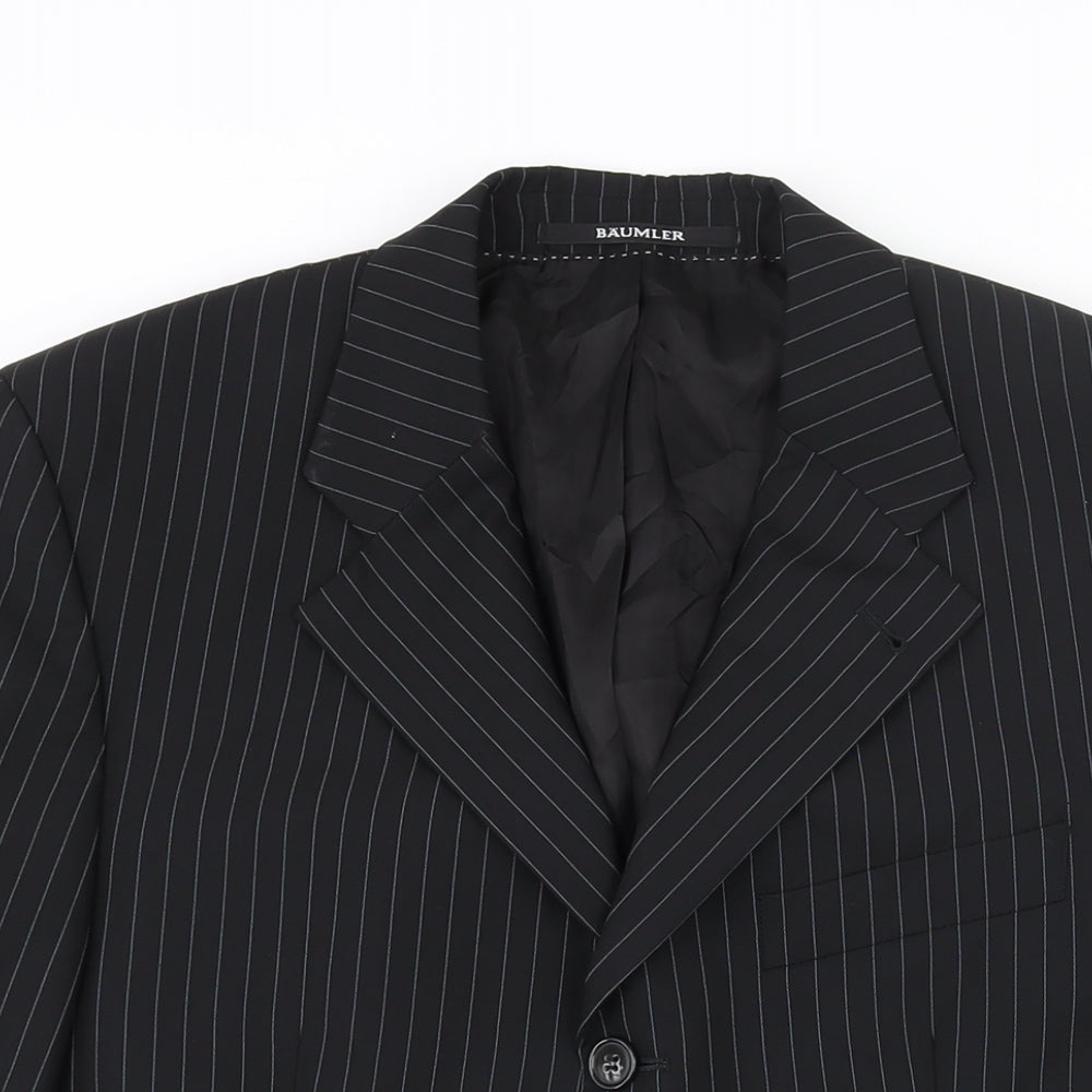 Baumler Mens Black Striped Wool Jacket Suit Jacket Size 40 Regular