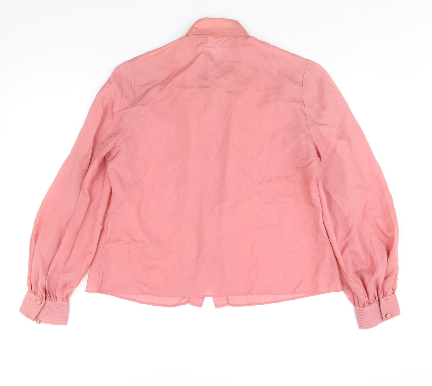 Janet Cotton Womens Pink Acetate Basic Blouse Size 12 Collared - Vintage