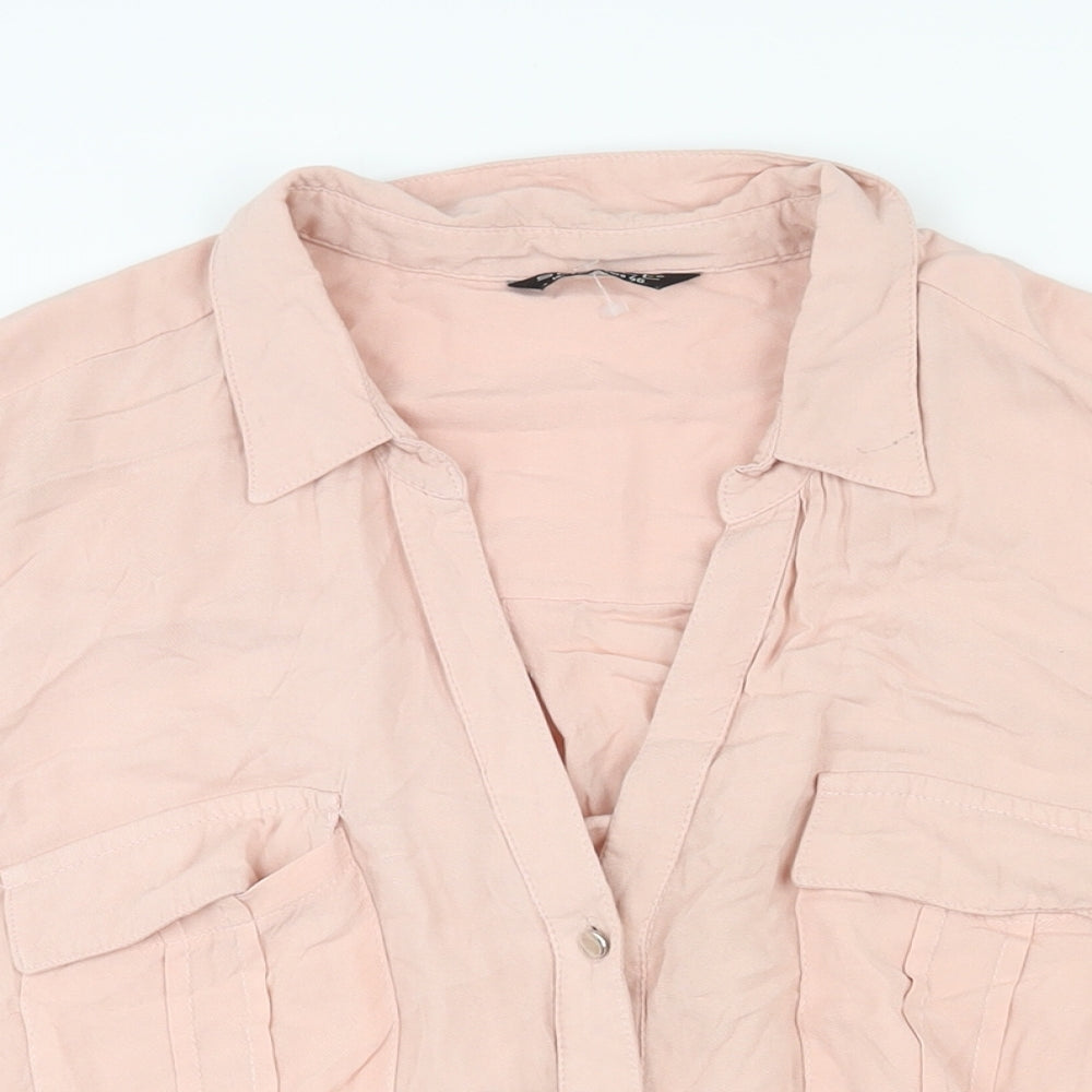 Select Womens Pink Viscose Basic Button-Up Size 18 Collared