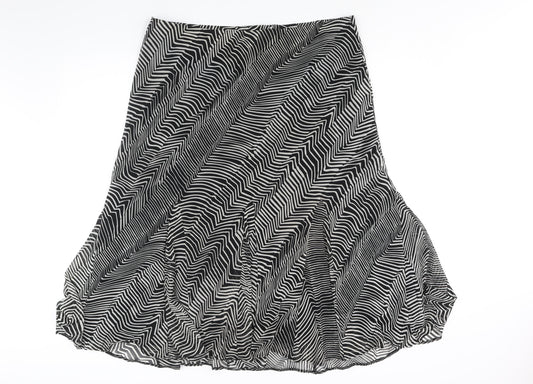 Marks and Spencer Womens Black Geometric Polyester Trumpet Skirt Size 20 - Elasticated Waist