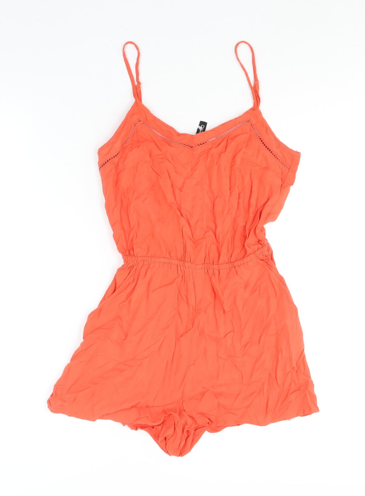 Divided by H&M Womens Orange Polyester Playsuit One-Piece Size 8 Pullover