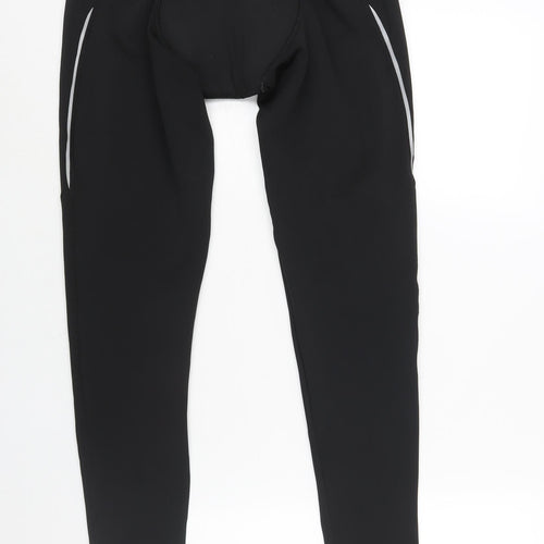 Muddy Fox Womens Black Polyester Compression Leggings Size 12 L28 in Regular Pullover - Logo Cycling Padded Foot Stirrup