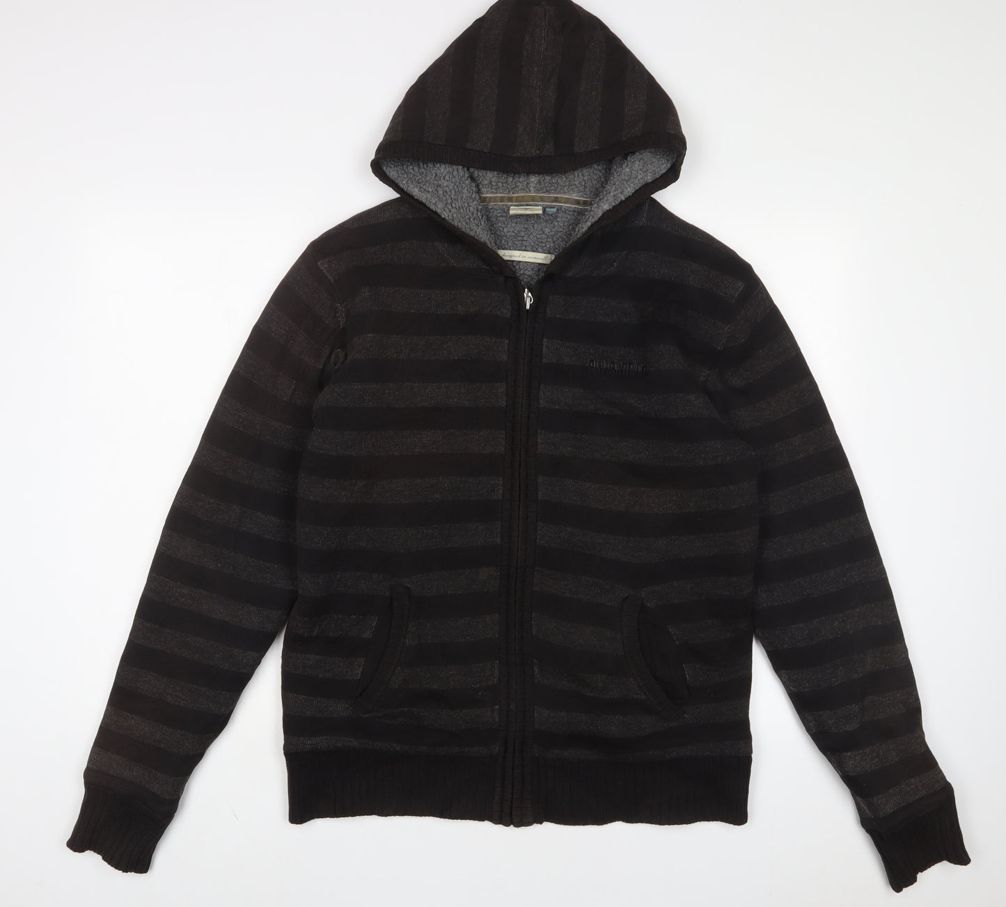 Gul Surf Co Mens Grey Striped Cotton Full Zip Hoodie Size S