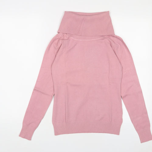 M&V Womens Pink Roll Neck Polyamide Pullover Jumper Size L