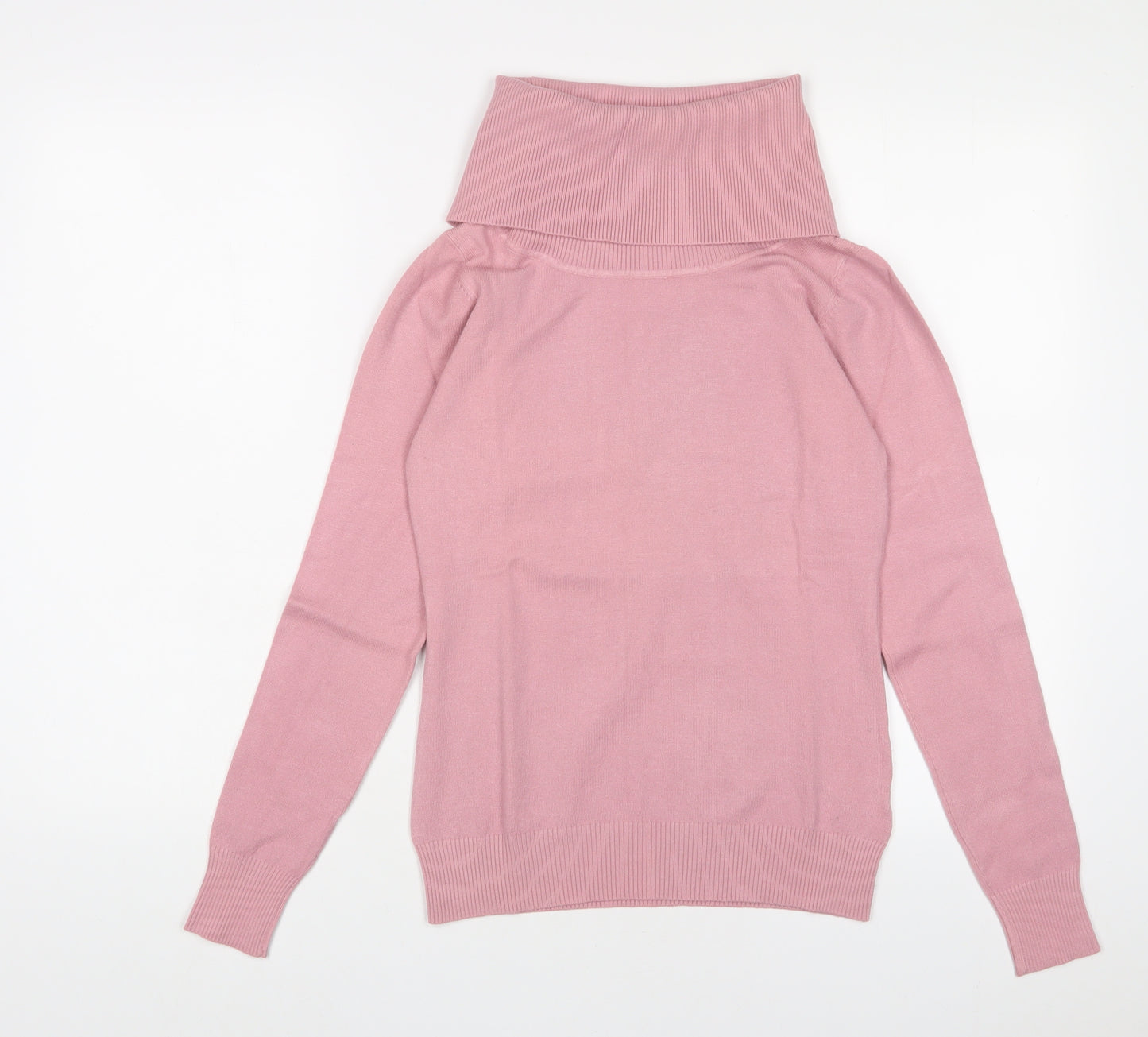 M&V Womens Pink Roll Neck Polyamide Pullover Jumper Size L