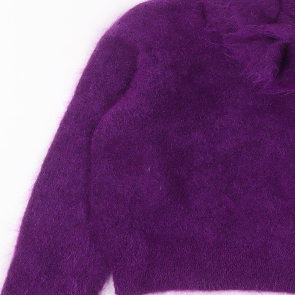 Zara Womens Purple Square Neck Mohair Pullover Jumper Size S