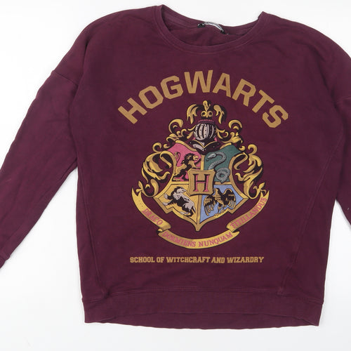 New Look Womens Purple Cotton Pullover Sweatshirt Size 12 Pullover - Hogwarts