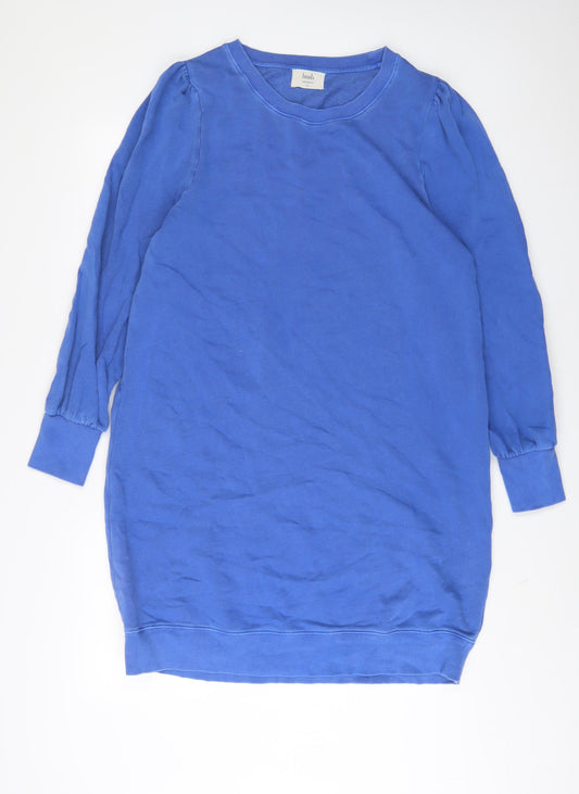 Hush Womens Blue Cotton Jumper Dress Size XL Crew Neck Pullover