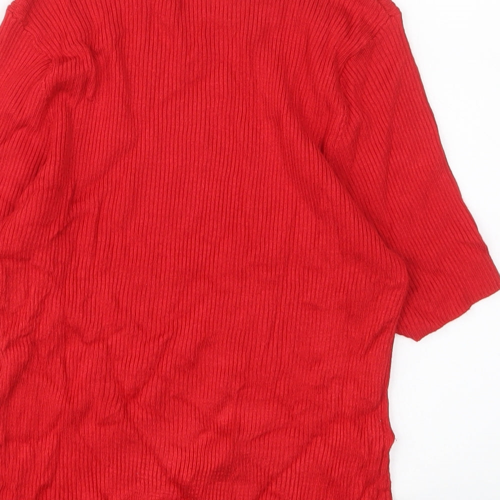 Marks and Spencer Womens Red Crew Neck Viscose Pullover Jumper Size 12