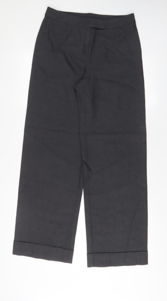 NEXT Womens Grey Wool Trousers Size 12 L31 in Regular Hook & Eye