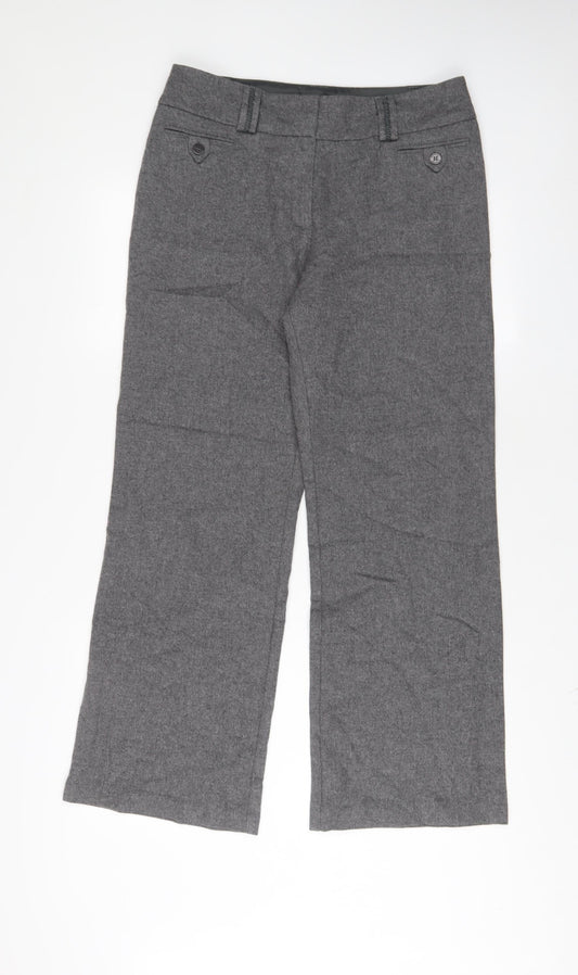 Autograph Womens Grey Wool Trousers Size 12 L30 in Regular Hook & Eye