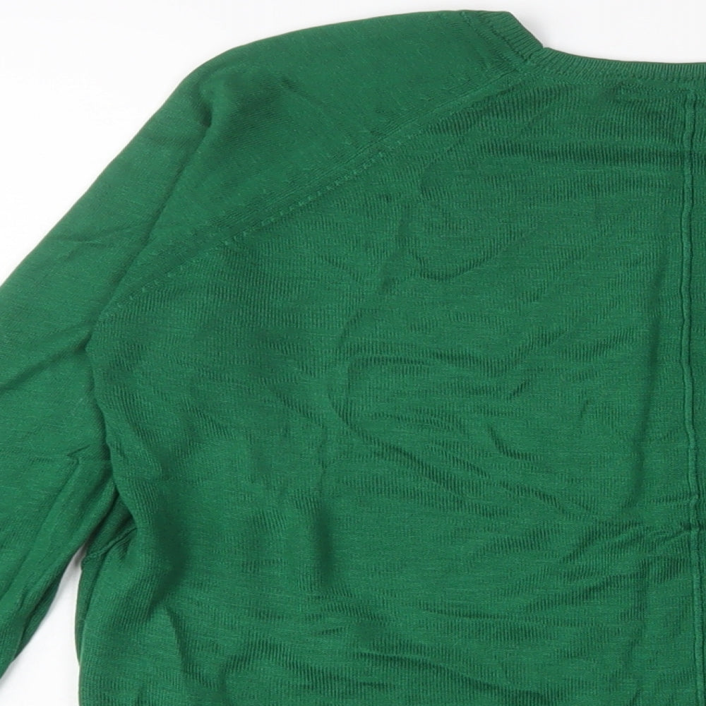 Zara Womens Green Collared Viscose Pullover Jumper Size S