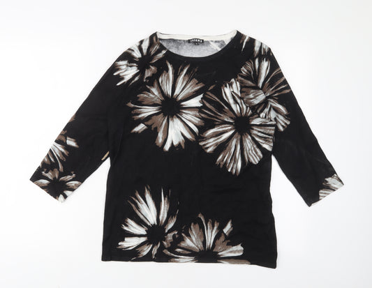 CASAMIA Womens Black Crew Neck Floral Viscose Pullover Jumper Size M