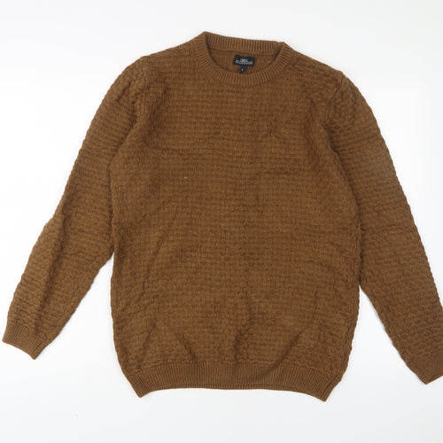 NEXT Mens Brown Crew Neck Cotton Pullover Jumper Size S Long Sleeve