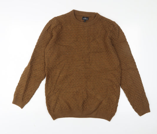 NEXT Mens Brown Crew Neck Cotton Pullover Jumper Size S Long Sleeve