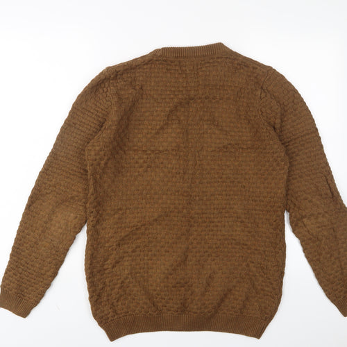 NEXT Mens Brown Crew Neck Cotton Pullover Jumper Size S Long Sleeve