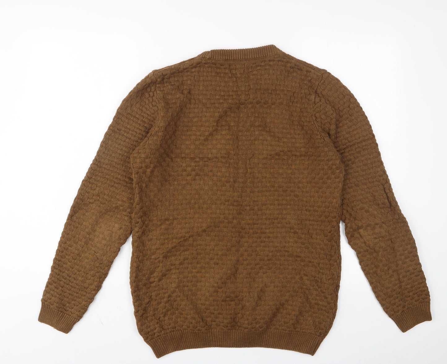 NEXT Mens Brown Crew Neck Cotton Pullover Jumper Size S Long Sleeve