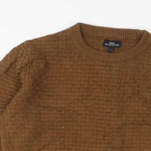 NEXT Mens Brown Crew Neck Cotton Pullover Jumper Size S Long Sleeve