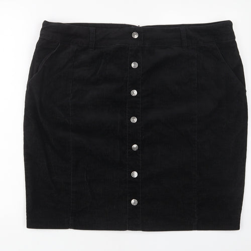 NEXT Womens Black Polyester A-Line Skirt Size 20 Zip