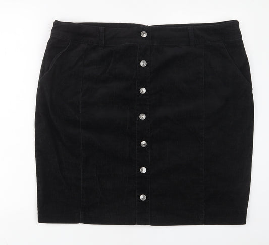 NEXT Womens Black Polyester A-Line Skirt Size 20 Zip