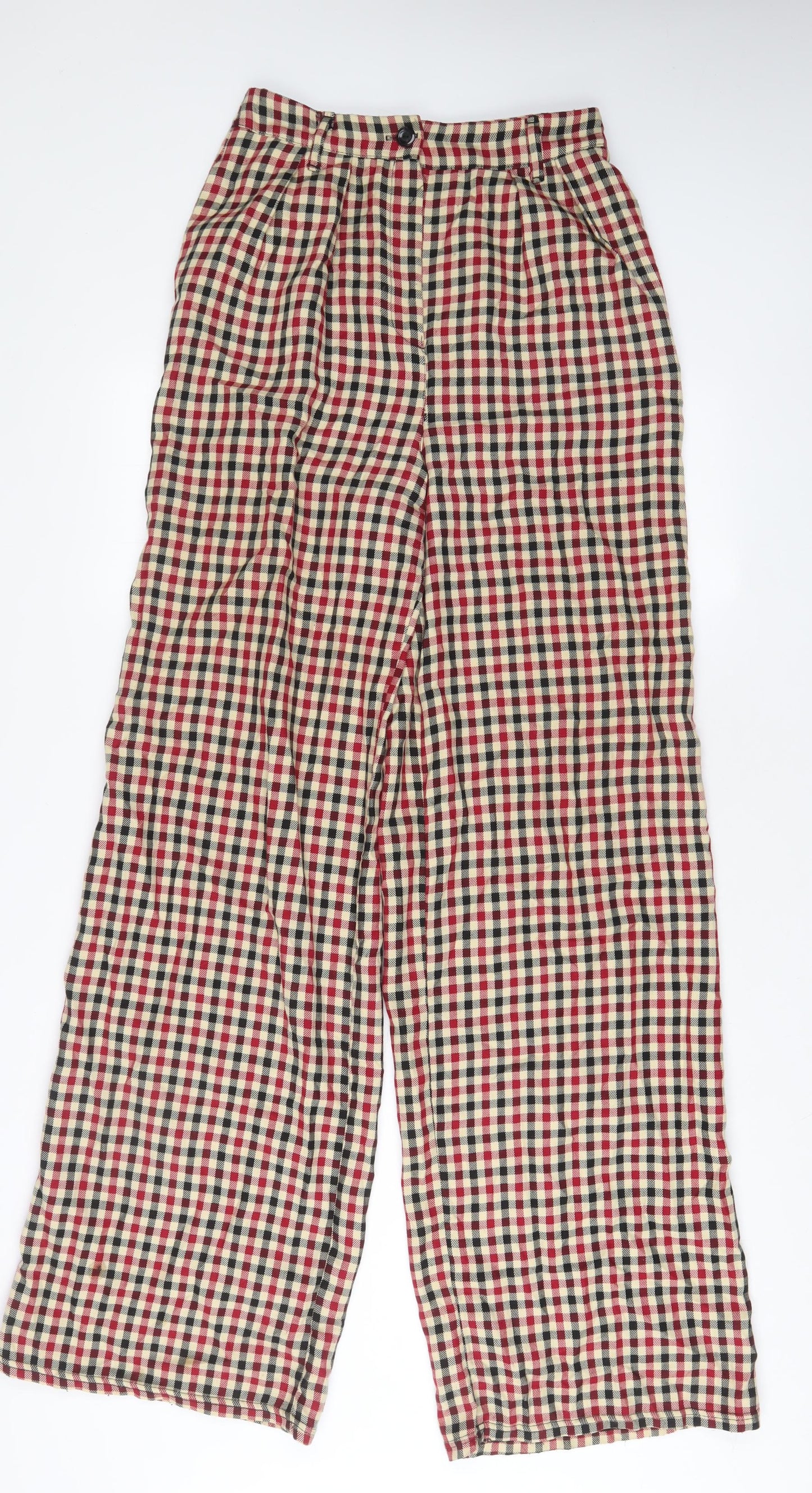 Boohoo Womens Multicoloured Plaid Polyester Trousers Size 10 L35 in Regular Zip