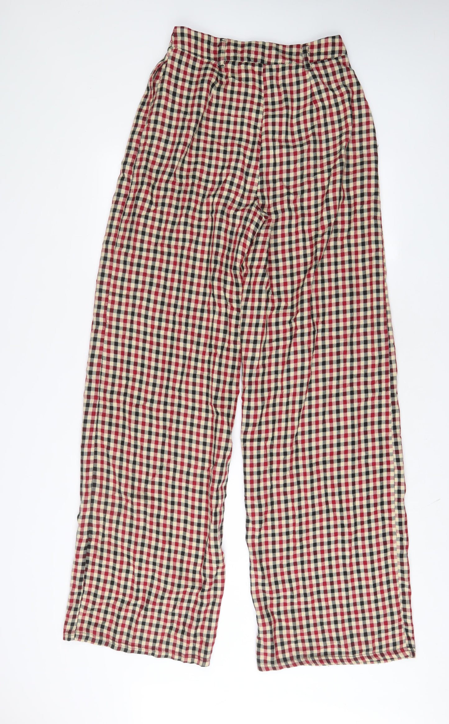 Boohoo Womens Multicoloured Plaid Polyester Trousers Size 10 L35 in Regular Zip