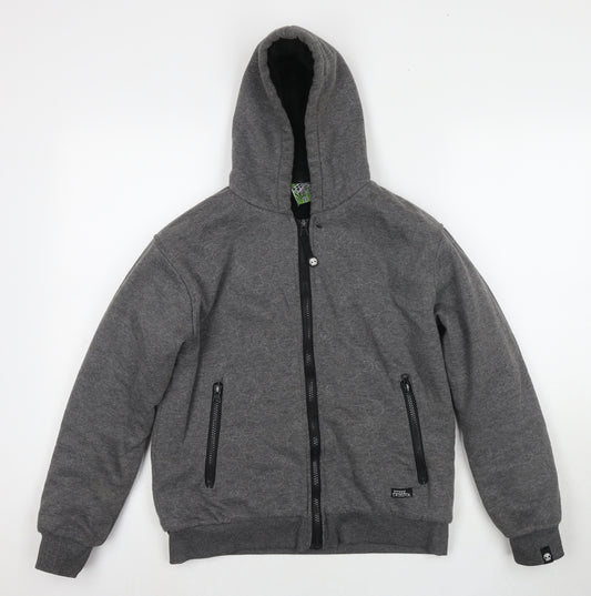 No Fear Boys Grey Cotton Full Zip Hoodie Size 11-12 Years Zip