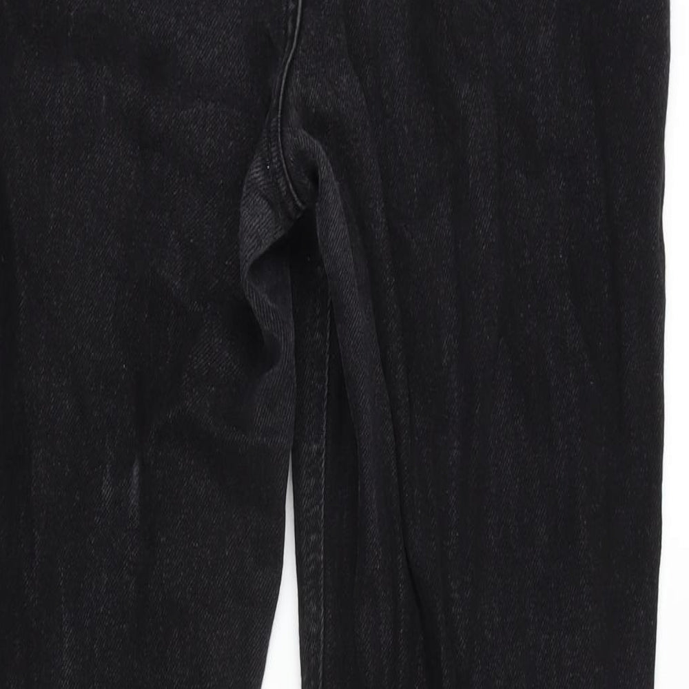 Denim & Co. Womens Grey Cotton Straight Jeans Size 10 L28.5 in Regular Zip