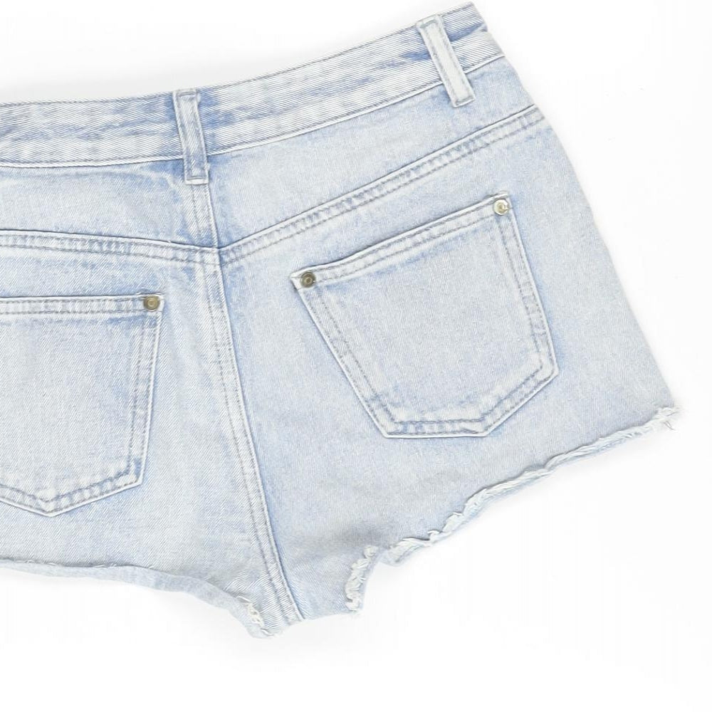 Denim & Co. Womens Blue Cotton Cut-Off Shorts Size 6 Regular Zip - Distressed