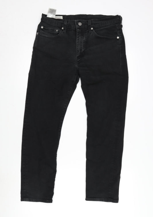 Levi's Mens Black Cotton Blend Straight Jeans Size 32 in L25 in Regular Zip