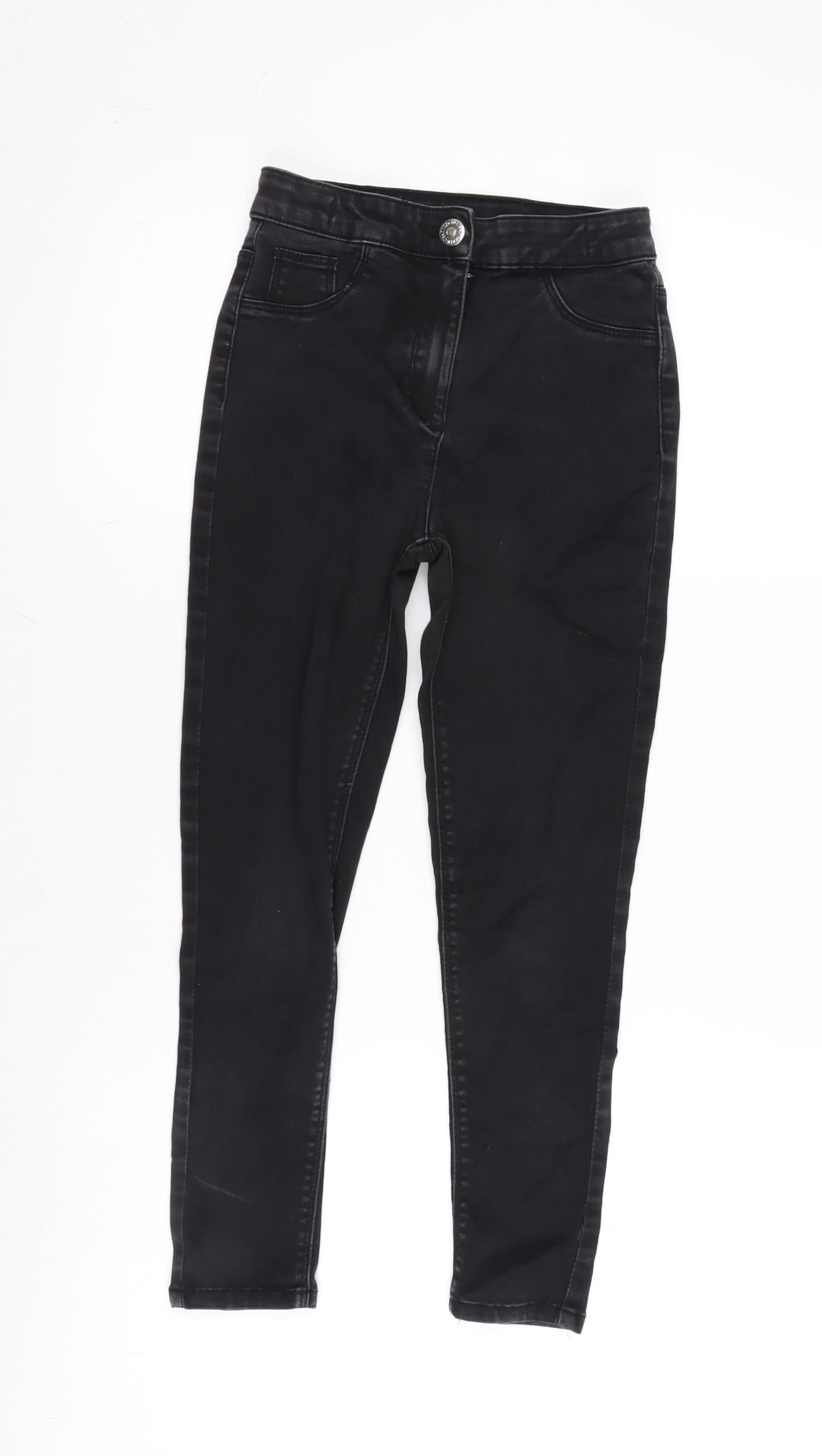 Candy Girls Black Cotton Tapered Jeans Size 10 Years L21.5 in Regular Zip