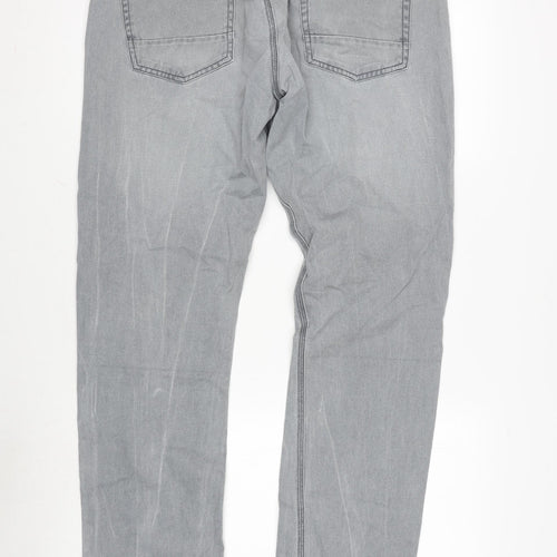 DNM 73 Mens Grey Cotton Straight Jeans Size 36 in L34 in Regular Zip