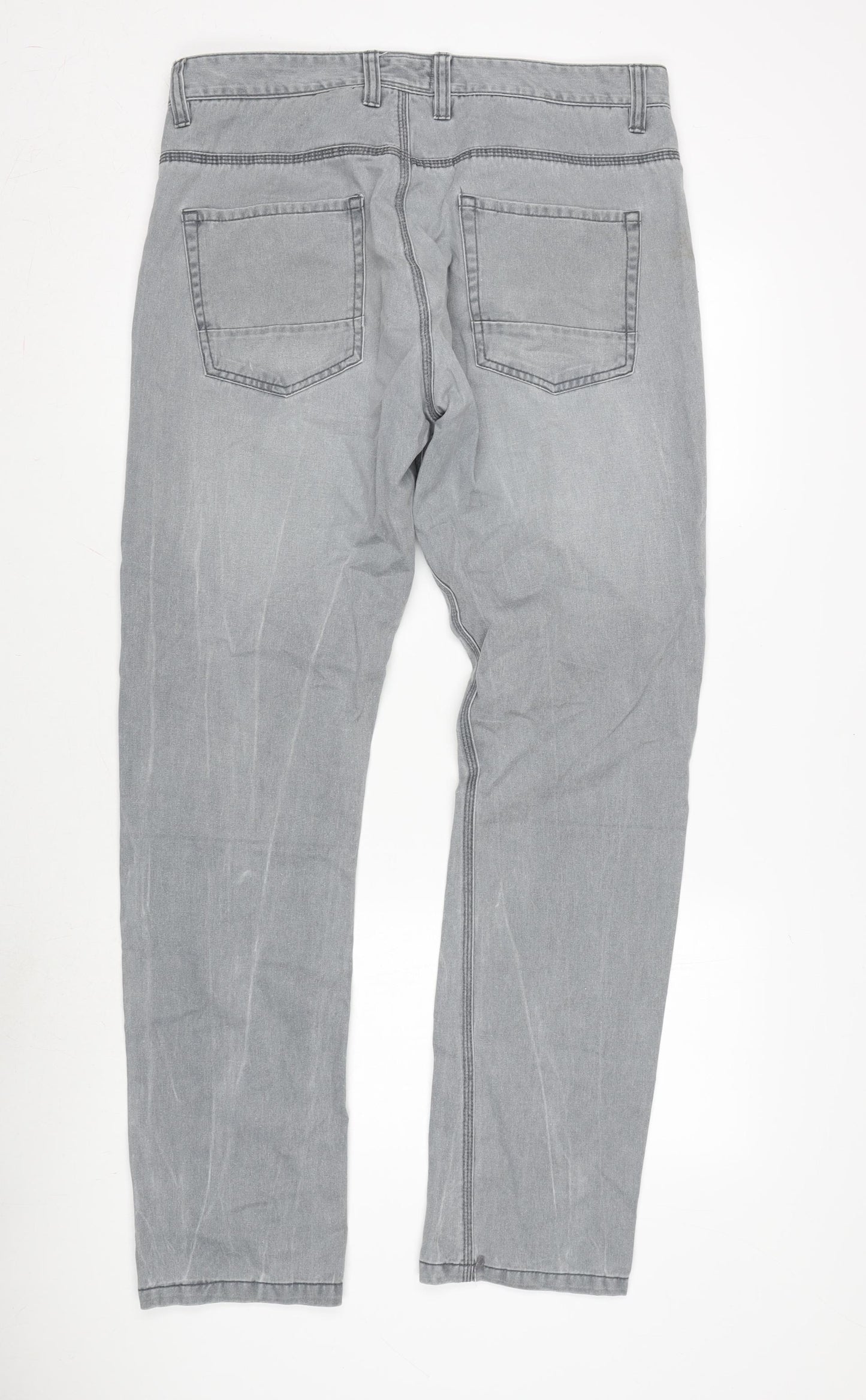 DNM 73 Mens Grey Cotton Straight Jeans Size 36 in L34 in Regular Zip