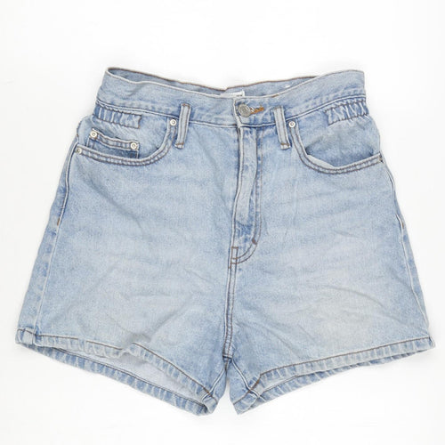 Pull&Bear Womens Blue Cotton Bermuda Shorts Size 8 Regular Zip