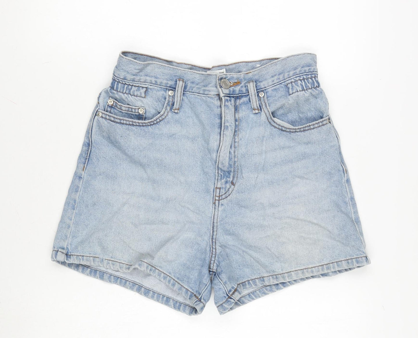 Pull&Bear Womens Blue Cotton Bermuda Shorts Size 8 Regular Zip