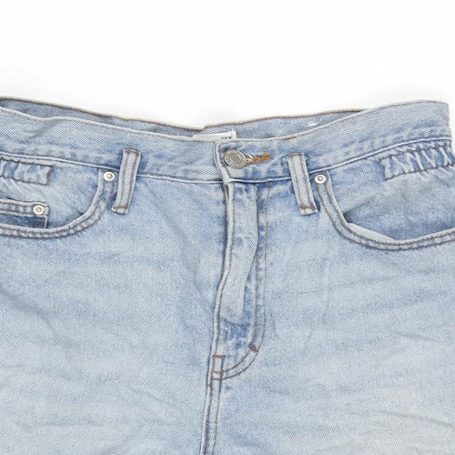 Pull&Bear Womens Blue Cotton Bermuda Shorts Size 8 Regular Zip