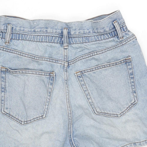 Pull&Bear Womens Blue Cotton Bermuda Shorts Size 8 Regular Zip