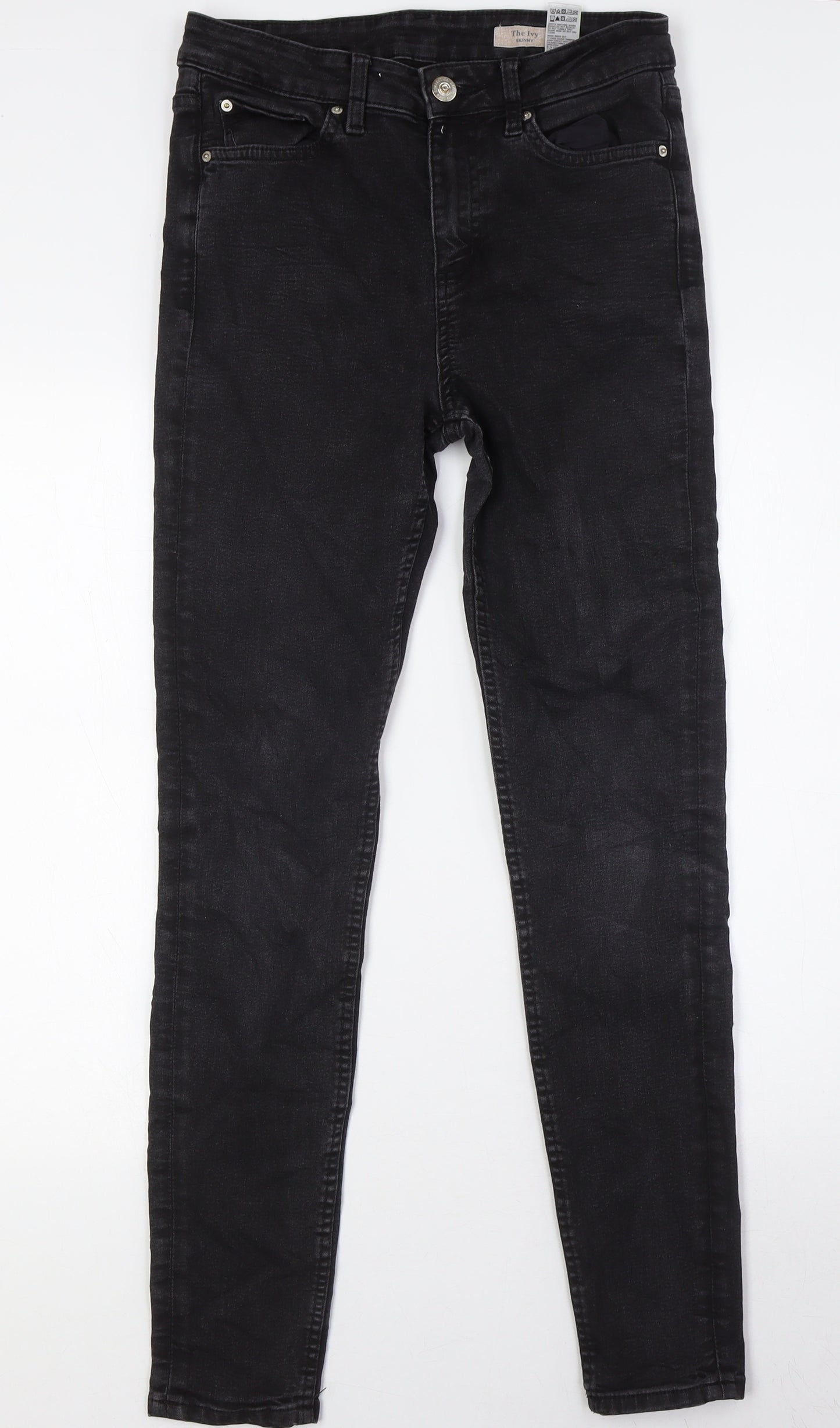 Marks and Spencer Womens Black Cotton Skinny Jeans Size 10 L30 in Regular Button