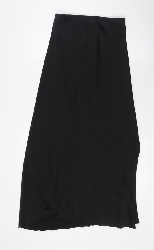 H&M Womens Black Polyester A-Line Skirt Size 6 Zip