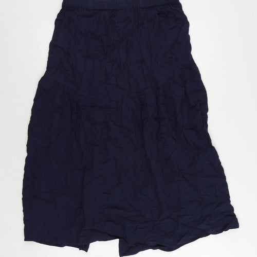 Marks and Spencer Womens Blue Viscose A-Line Skirt Size 12 - Side Slit