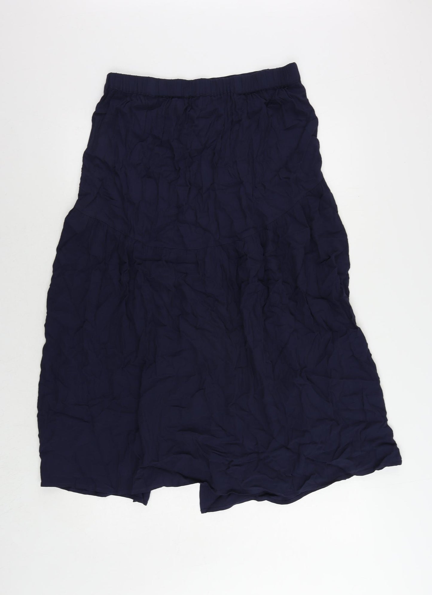 Marks and Spencer Womens Blue Viscose A-Line Skirt Size 12 - Side Slit