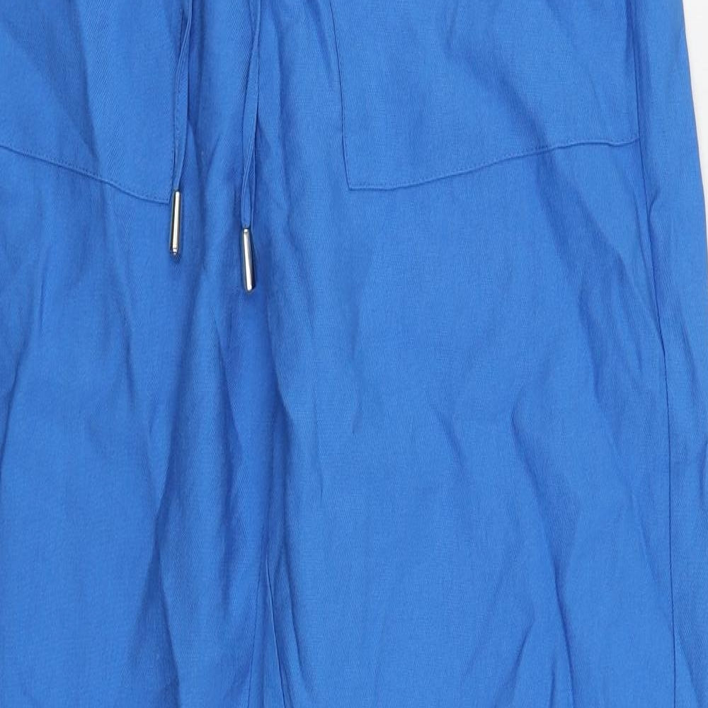 Marks and Spencer Womens Blue Lyocell Trousers Size 10 L29 in Regular Drawstring - Elastic Waist