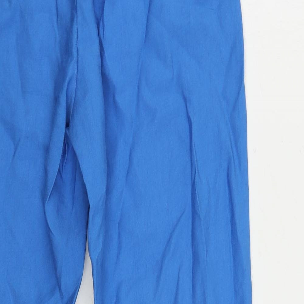 Marks and Spencer Womens Blue Lyocell Trousers Size 10 L29 in Regular Drawstring - Elastic Waist