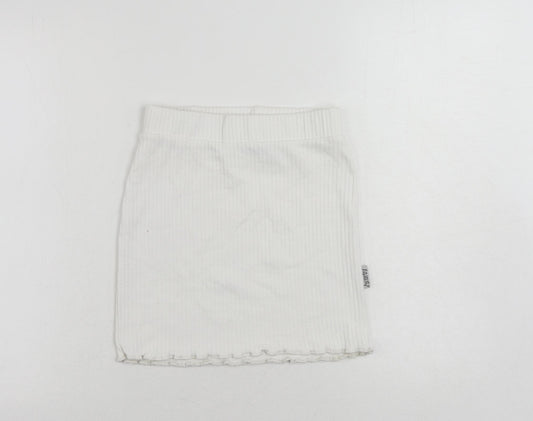 PRETTYLITTLETHING Womens White Polyester Mini Skirt Size 8 - Elastic Waist