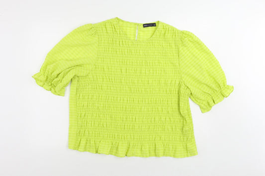 Marks and Spencer Womens Green Polyester Basic Blouse Size 22 Round Neck - Textured