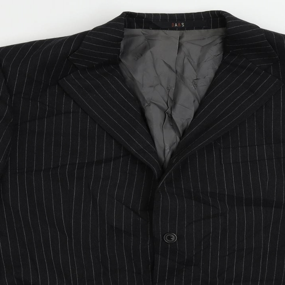 DAKS Mens Black Striped Wool Jacket Suit Jacket Size 40 Regular