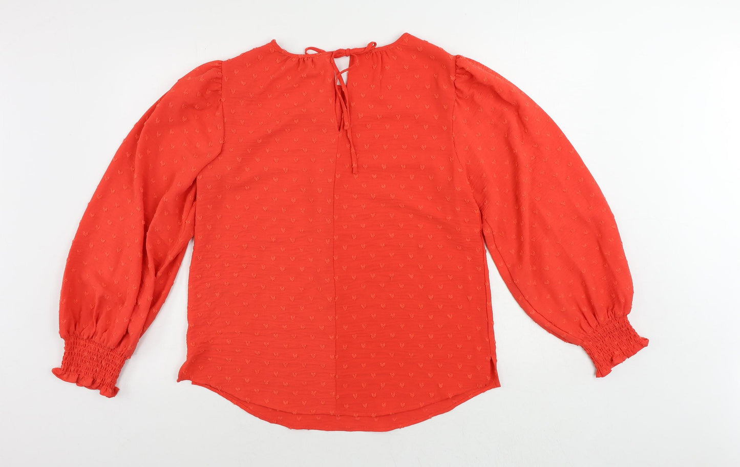 Marks and Spencer Womens Red Polyester Basic Blouse Size 10 Round Neck - Textured