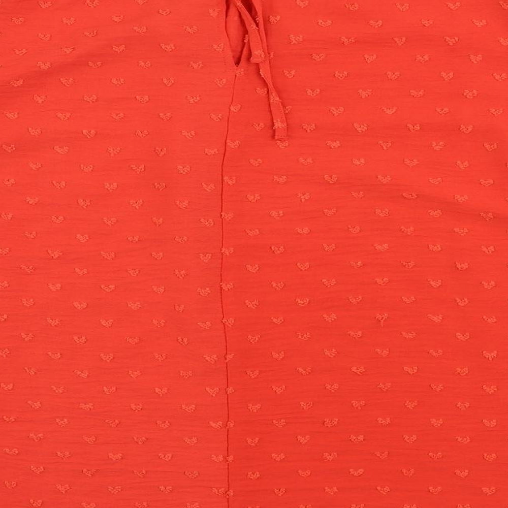 Marks and Spencer Womens Red Polyester Basic Blouse Size 10 Round Neck - Textured